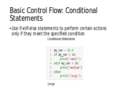 Basic Control Flow: Conditional Statements