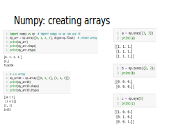 Numpy: creating arrays