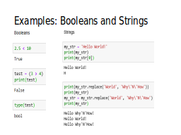 Examples: Booleans and Strings
